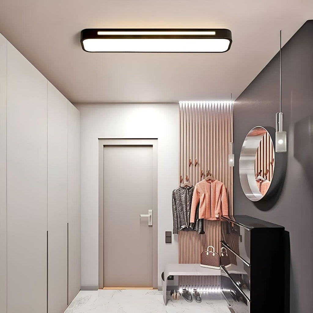 Flush Mount LED Ceiling Light Fixture Long Rectangular Panel Design