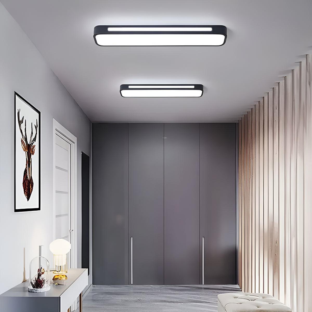 Flush Mount LED Ceiling Light Fixture Long Rectangular Panel Design