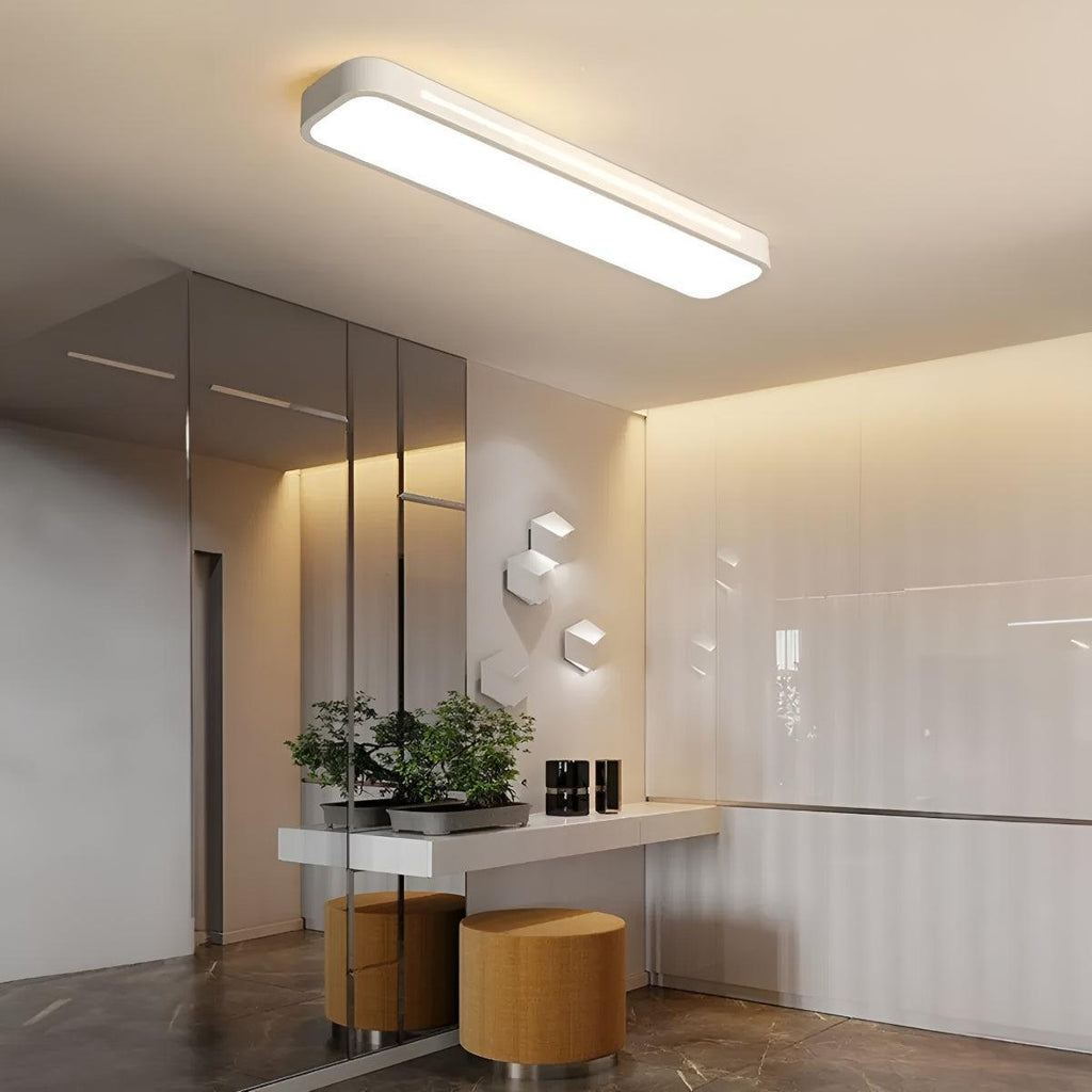 Flush Mount LED Ceiling Light Fixture Long Rectangular Panel Design