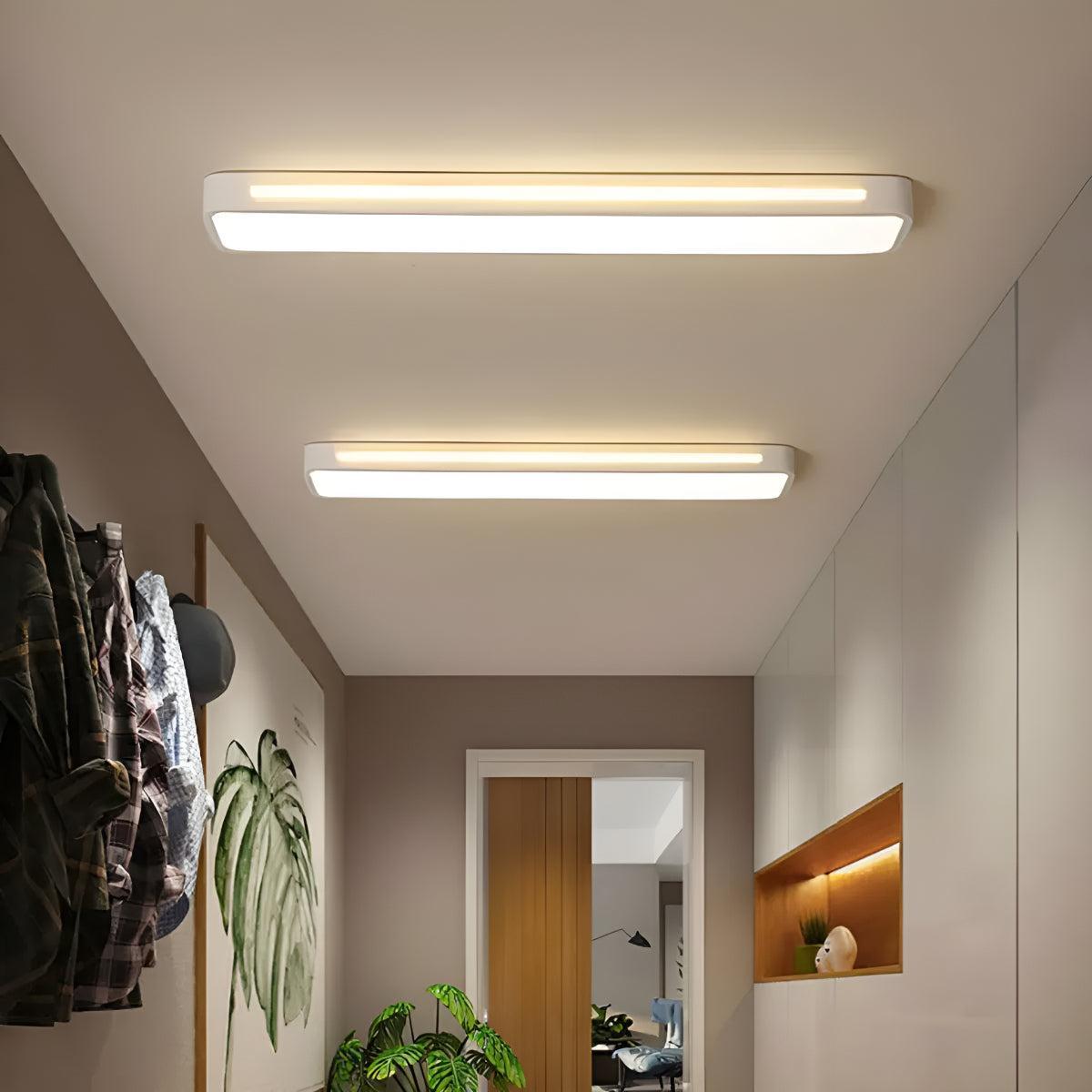 Flush Mount LED Ceiling Light Fixture Long Rectangular Panel Design