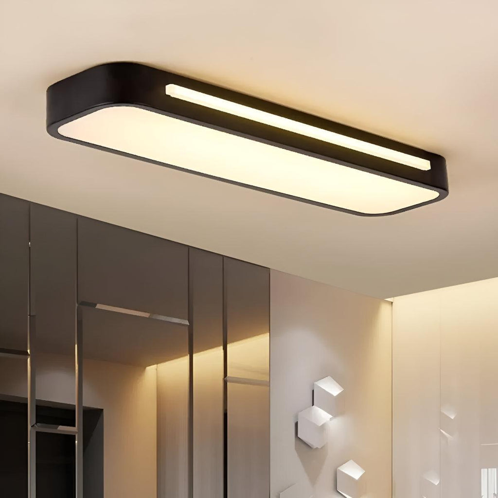 Flush Mount LED Ceiling Light Fixture Long Rectangular Panel Design