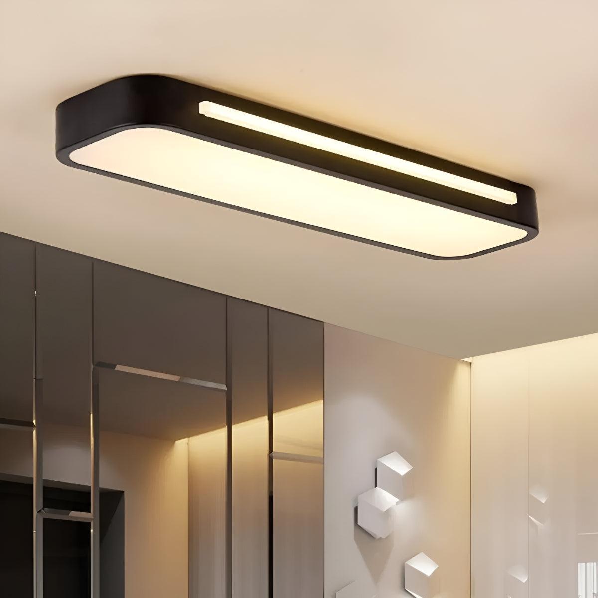 Flush Mount LED Ceiling Light Fixture Long Rectangular Panel Design