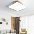 Flush Mount Square LED Ceiling Light With Wooden Accent