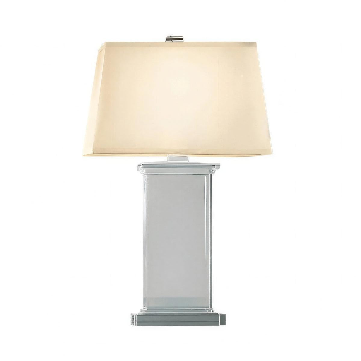 Glass Base Table Lamp With Rectangular Shade And Square Base