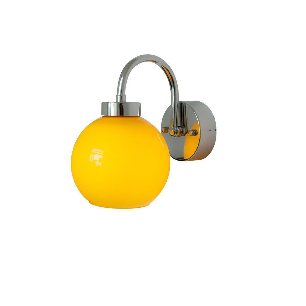 Glass Globe Shade Wall Sconce Light Fixture With Arched Arm Shade
