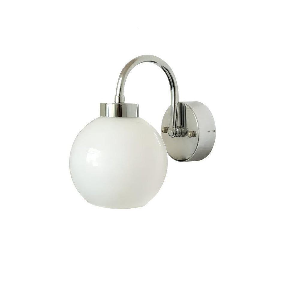 Glass Globe Shade Wall Sconce Light Fixture With Arched Arm Shade