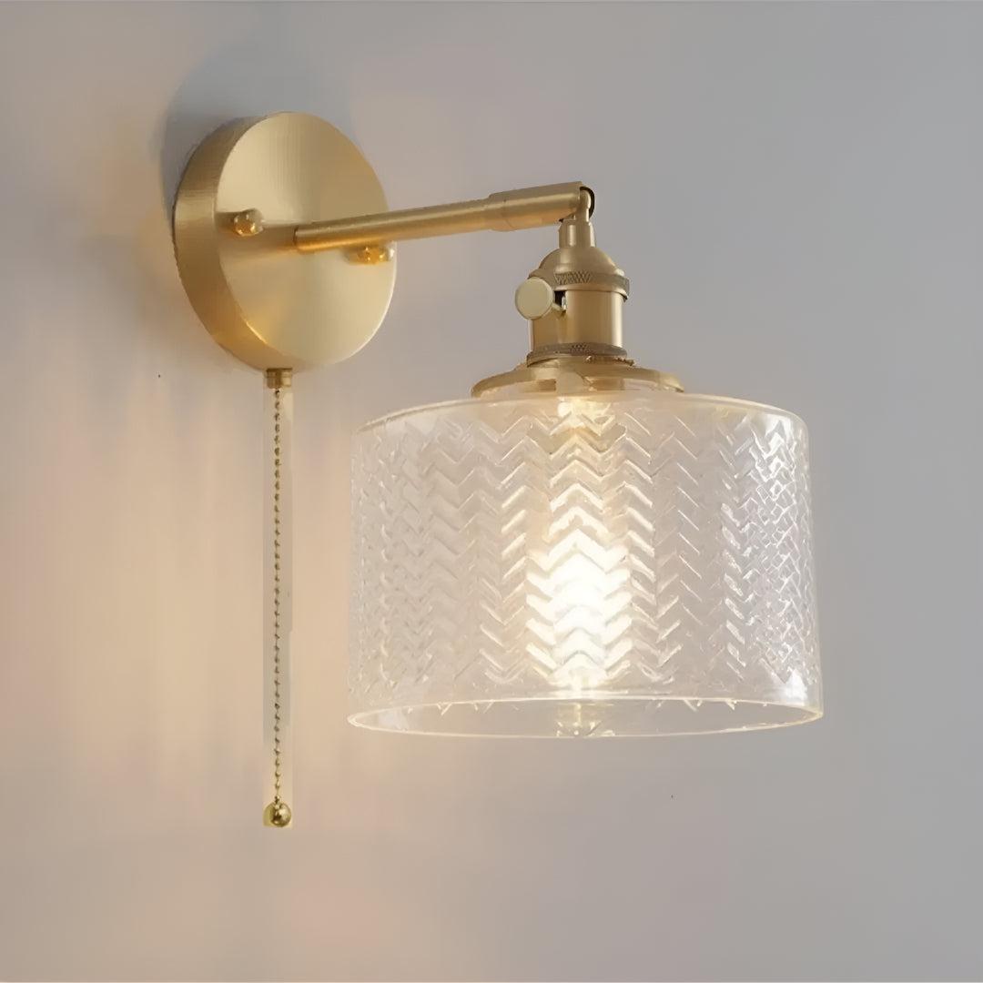 Glass Wall Lamp With Textured Lamp Shade