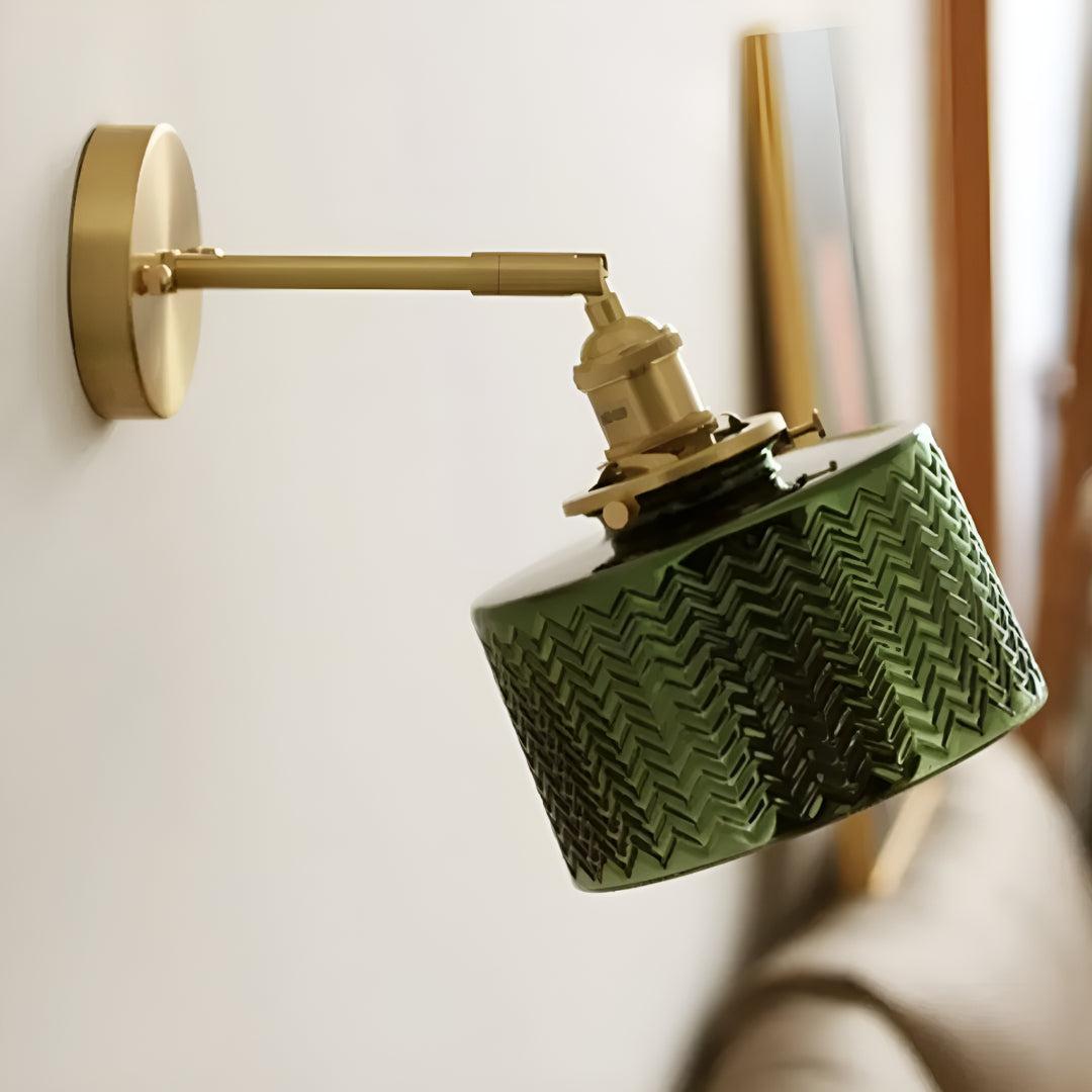 Glass Wall Lamp With Textured Lamp Shade