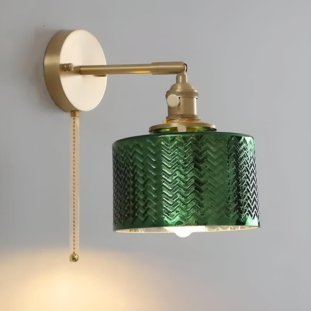 Glass Wall Lamp With Textured Lamp Shade