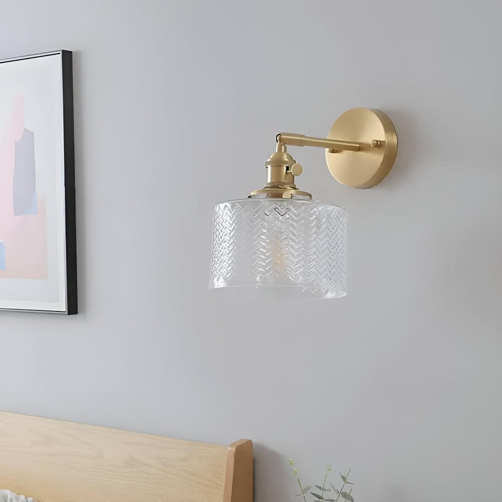 Glass Wall Lamp With Textured Lamp Shade
