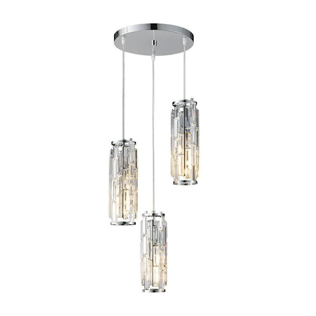 Hanging Crystal Glass Styled Pendant Lighting Fixture With Caged Design