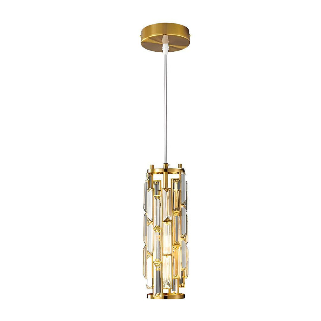 Hanging Crystal Glass Styled Pendant Lighting Fixture With Caged Design