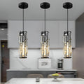 Hanging Crystal Glass Styled Pendant Lighting Fixture With Caged Design