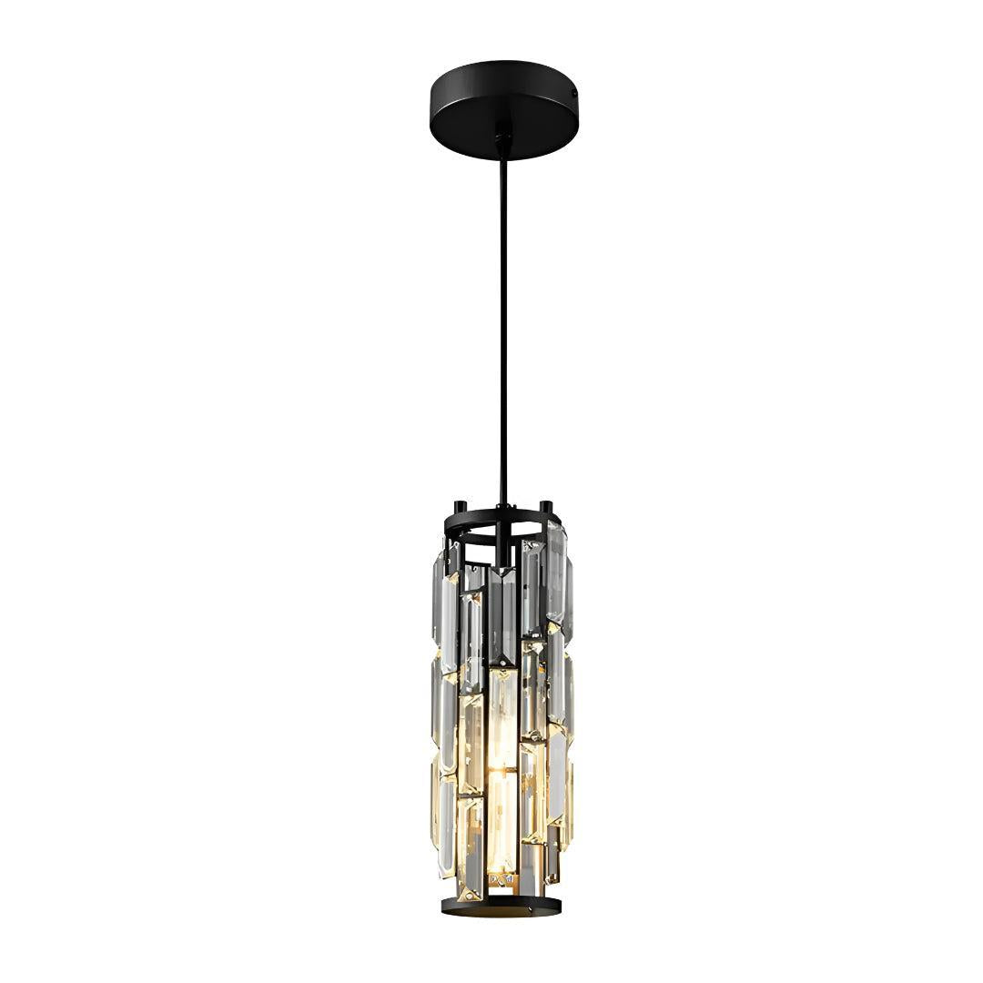 Hanging Crystal Glass Styled Pendant Lighting Fixture With Caged Design