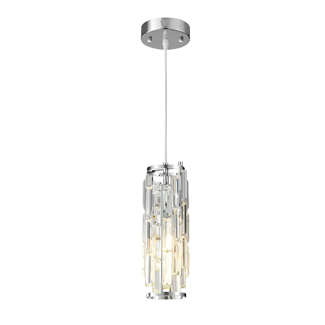 Hanging Crystal Glass Styled Pendant Lighting Fixture With Caged Design
