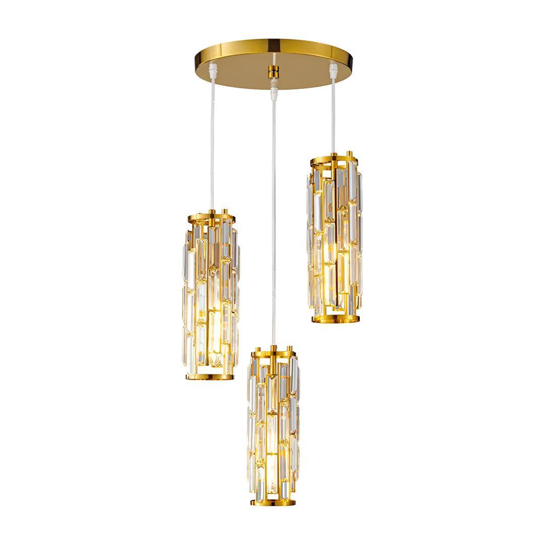 Hanging Crystal Glass Styled Pendant Lighting Fixture With Caged Design