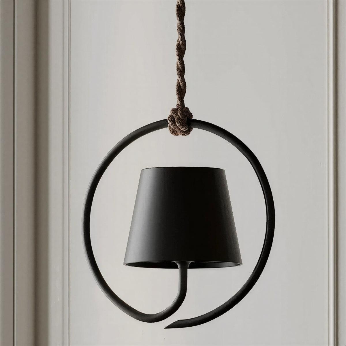 Hanging Pendant Light Fixture With Circular Halo Ring