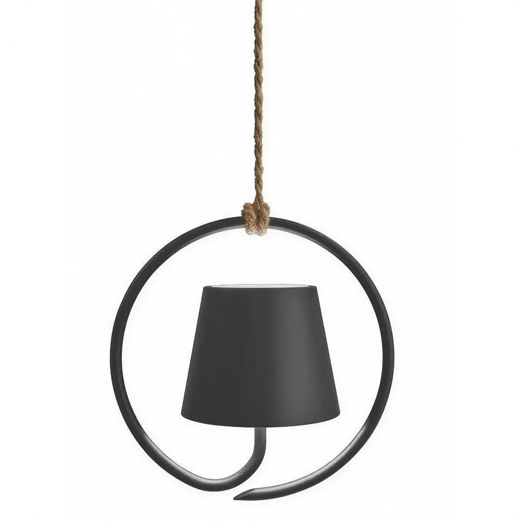 Hanging Pendant Light Fixture With Circular Halo Ring