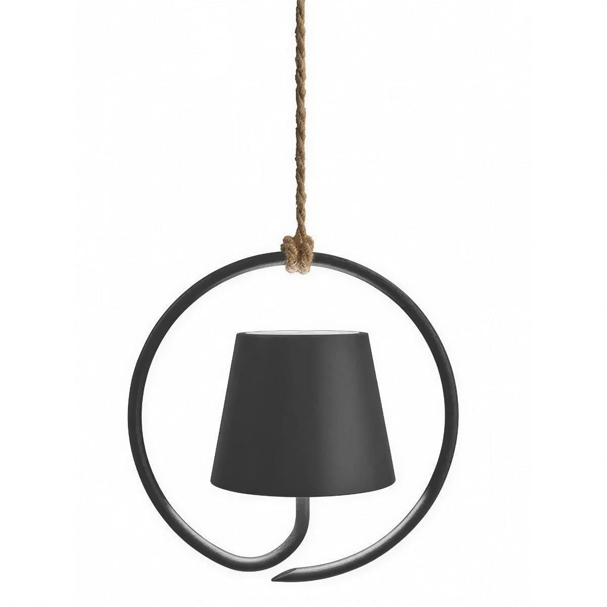 Hanging Pendant Light Fixture With Circular Halo Ring