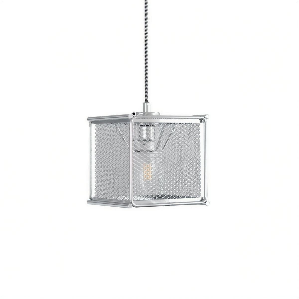 Hanging Pendant Light Fixture With Industrial Caged Mesh Design