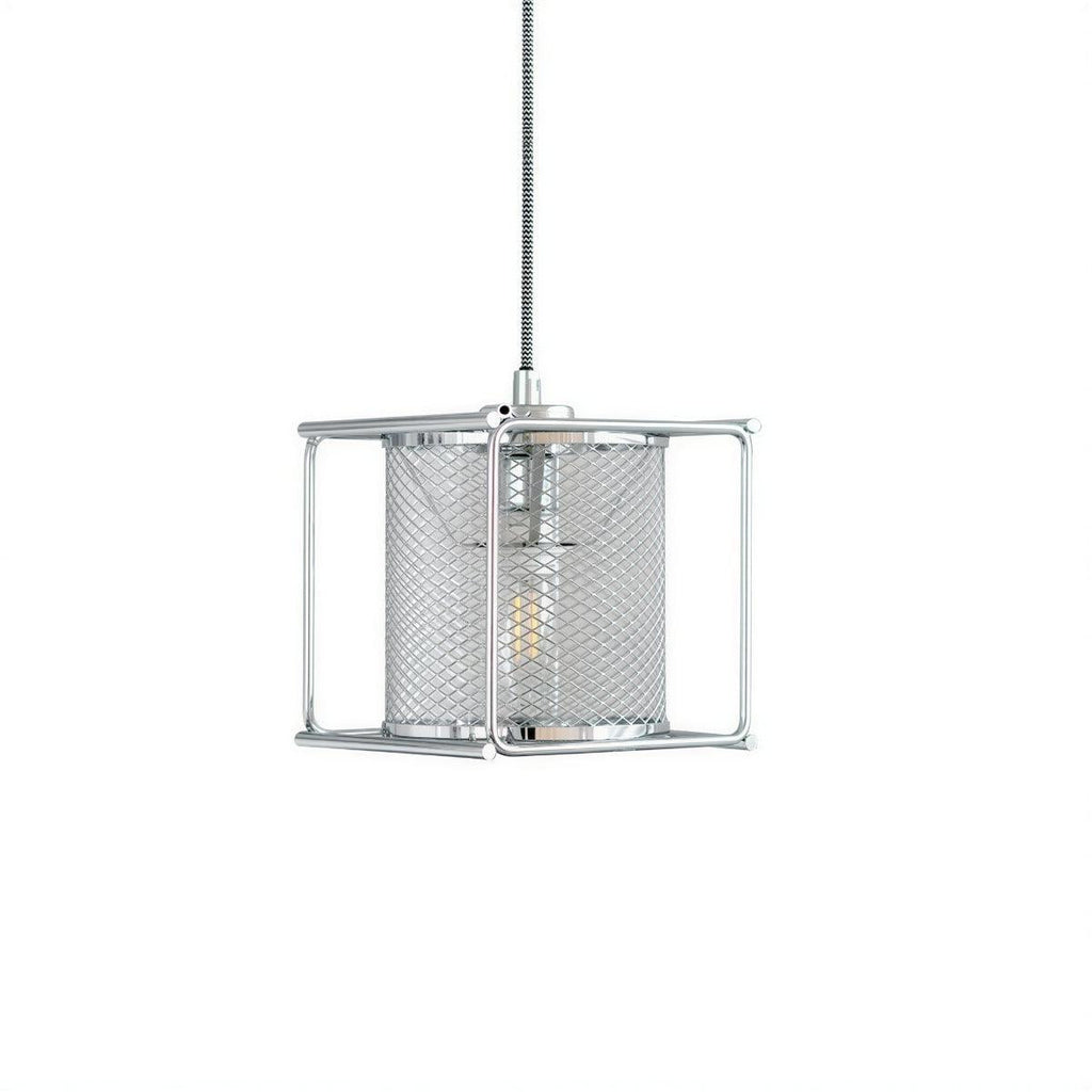Hanging Pendant Light Fixture With Industrial Caged Mesh Design