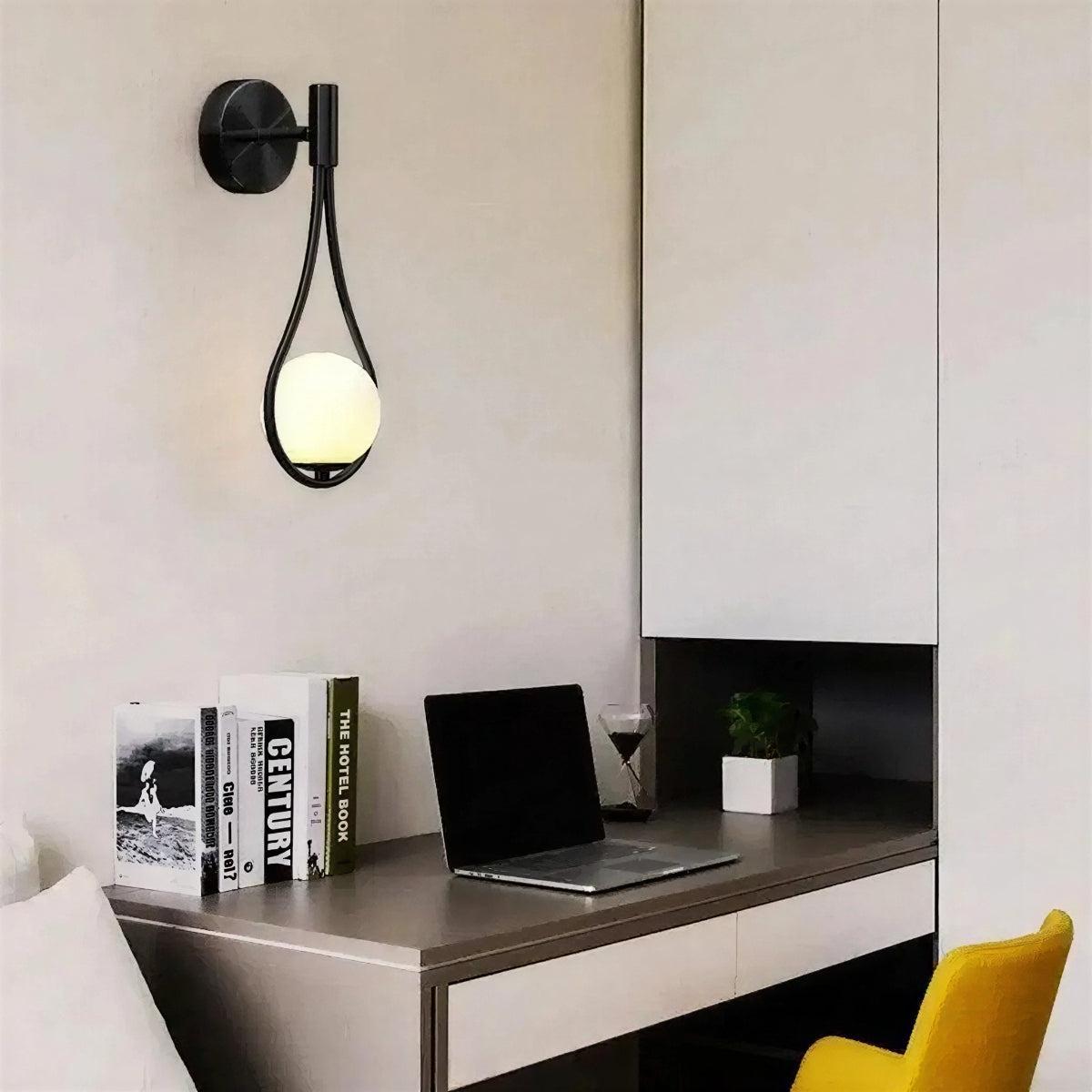 Indoor Minimalist Wall Light Sconce With Hanging Ambient Globe