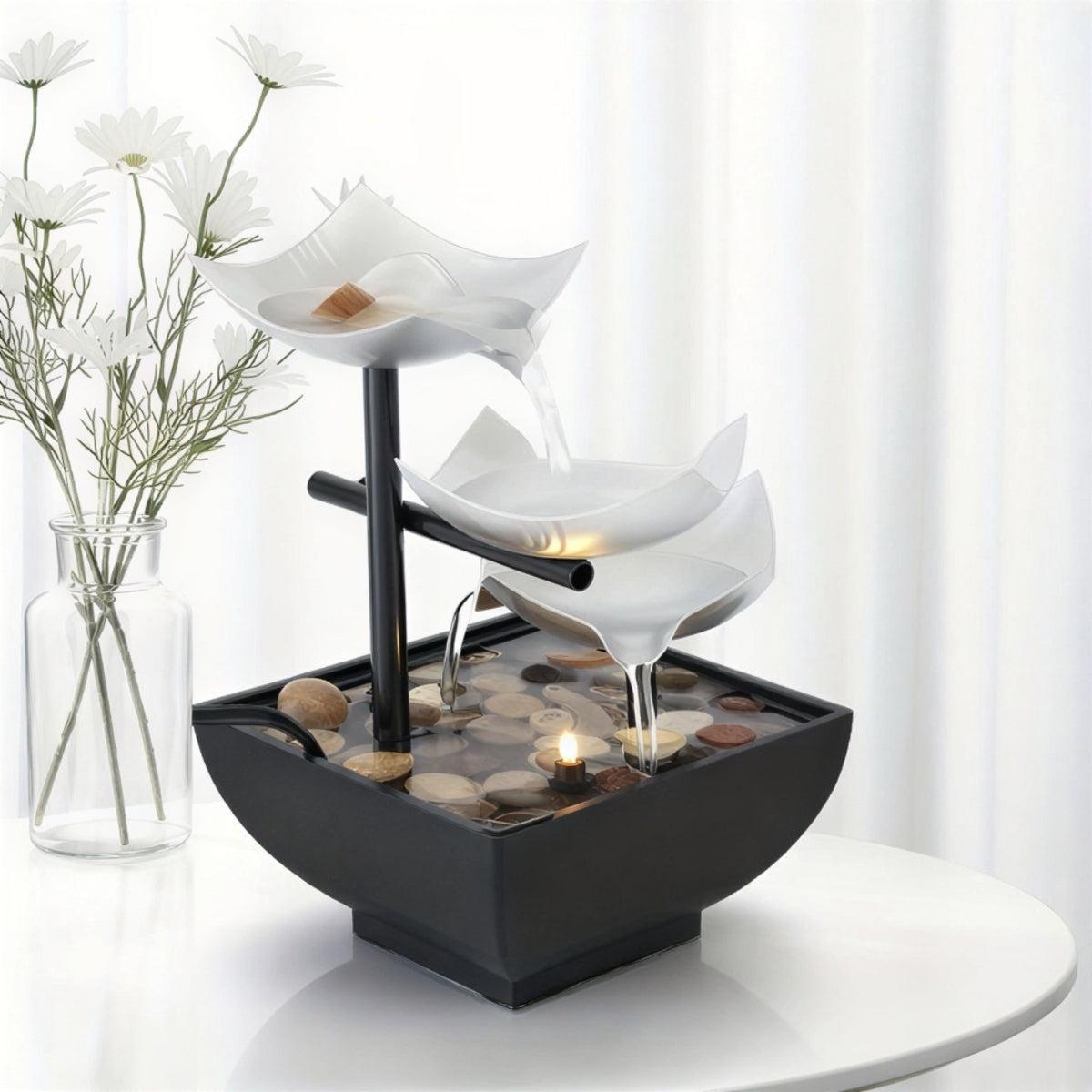Indoor Water Fountain With Cascading Multi Tiered Waterfall
