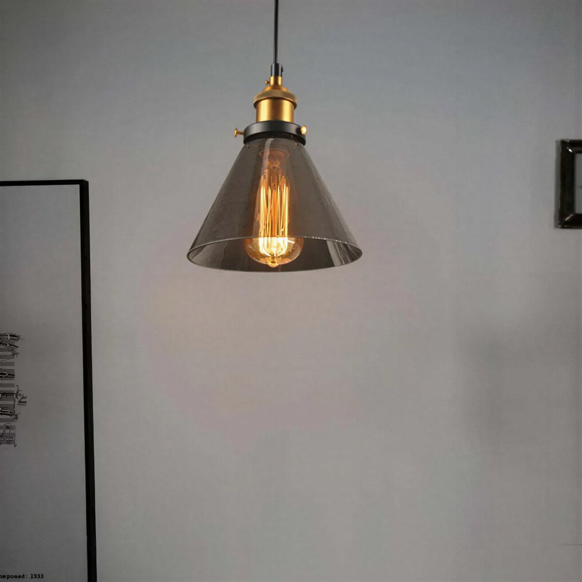 Industrial Pendant Light Fixture With Edison Styled Bulb