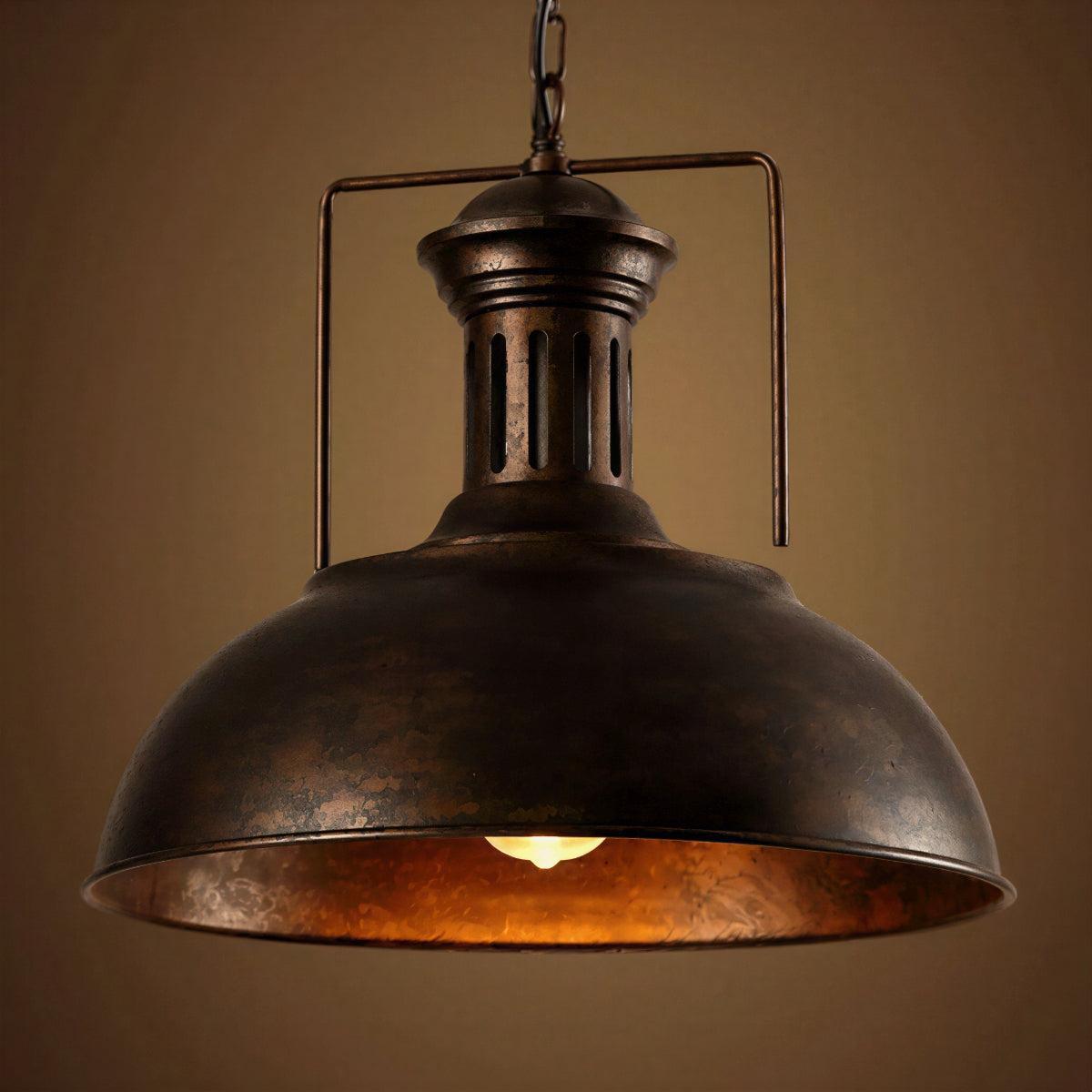 Industrial Vintage Styled Dome Shaded Pendant Light For Rustic Dining