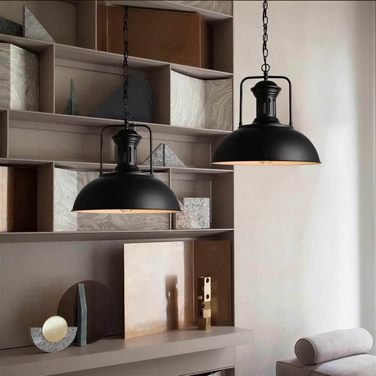 Industrial Vintage Styled Dome Shaded Pendant Light For Rustic Dining