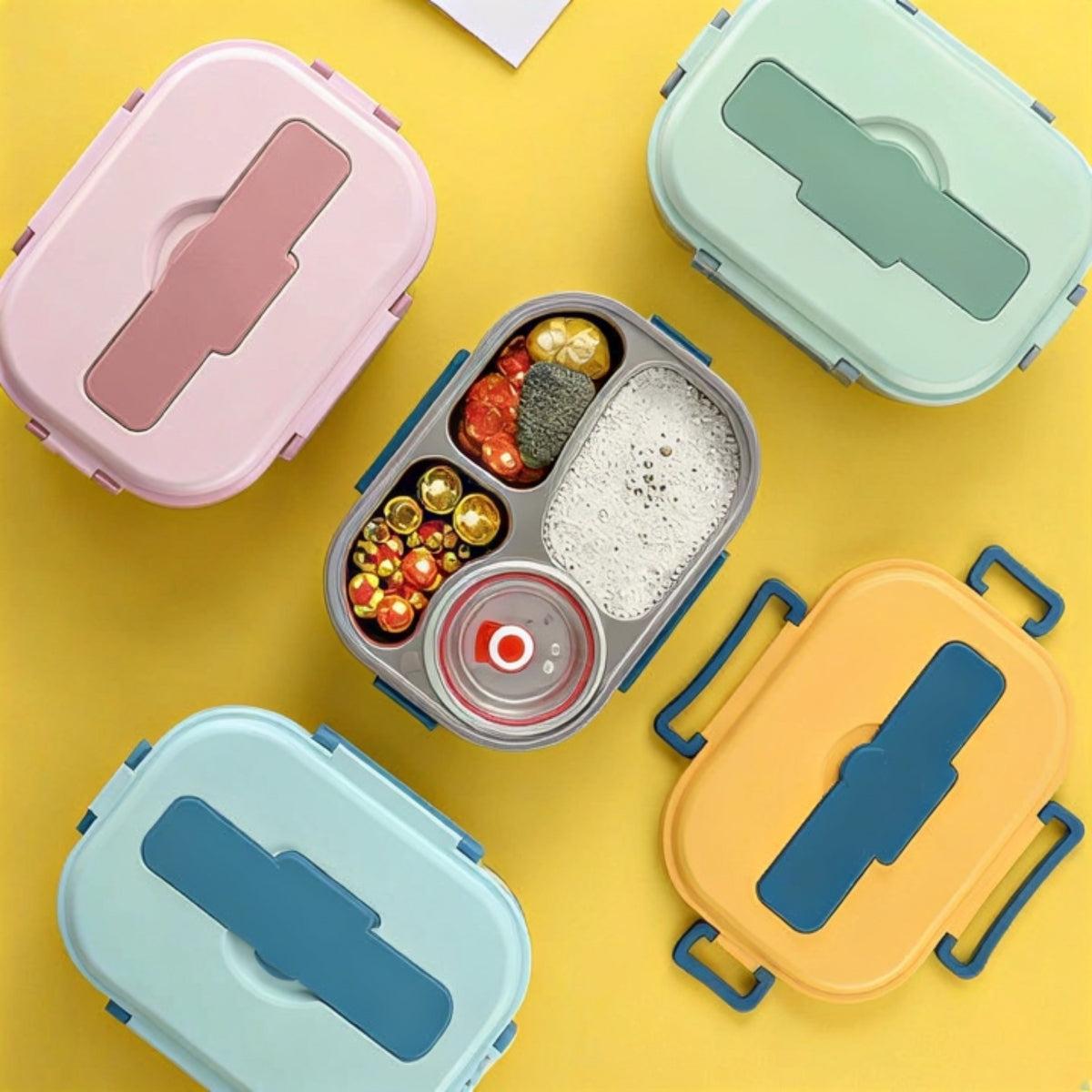Insulated Bento Lunch Box With Soup Bowl And Multiple Compartments