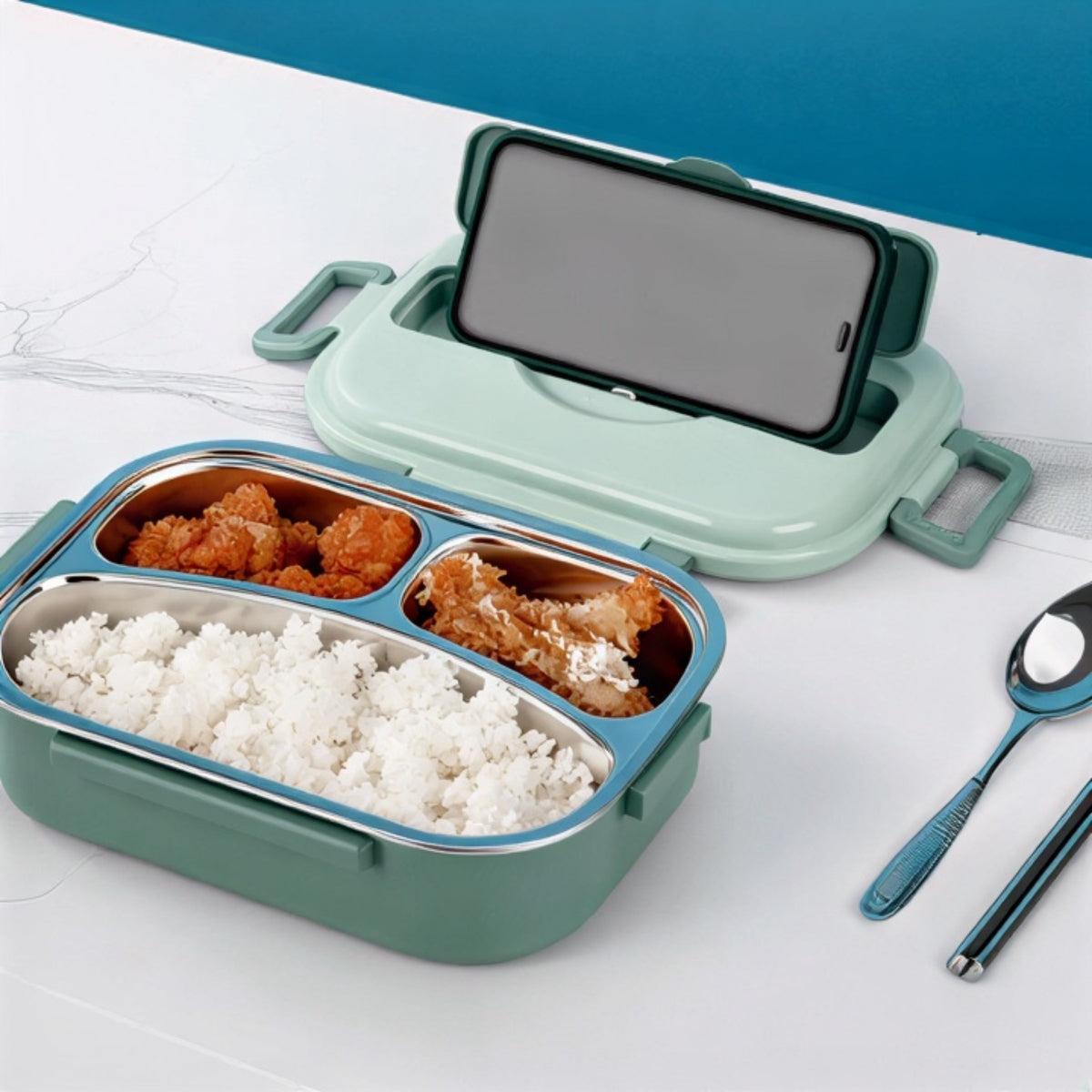 Insulated Bento Lunch Box With Soup Bowl And Multiple Compartments