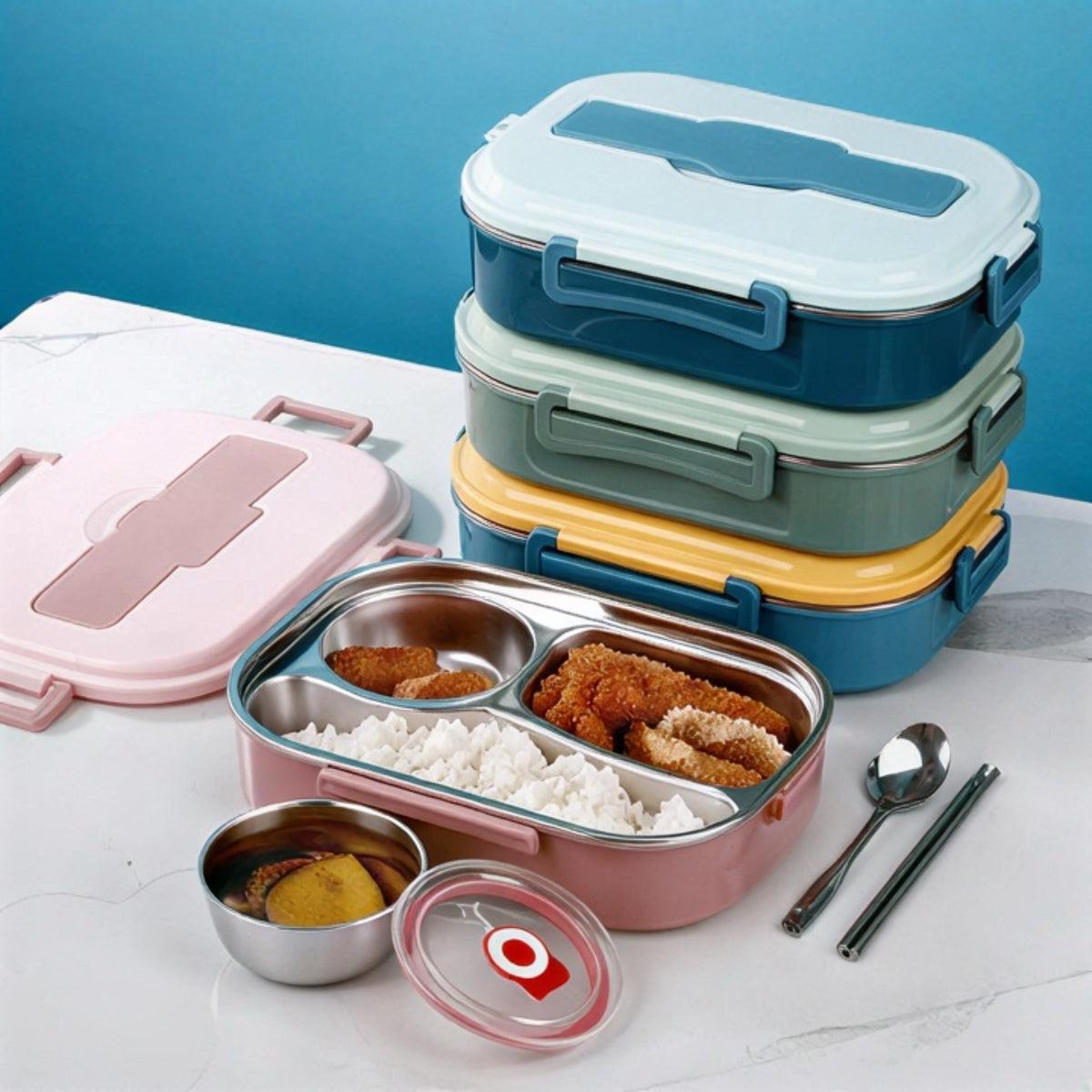 Insulated Bento Lunch Box With Soup Bowl And Multiple Compartments
