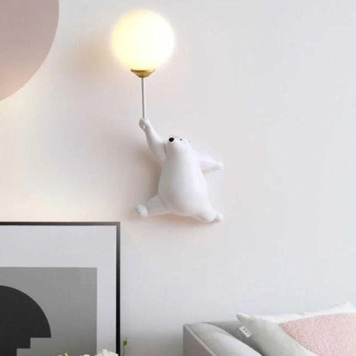 Kids Nursery Wall Lamp With Polar Bear Night Light Design