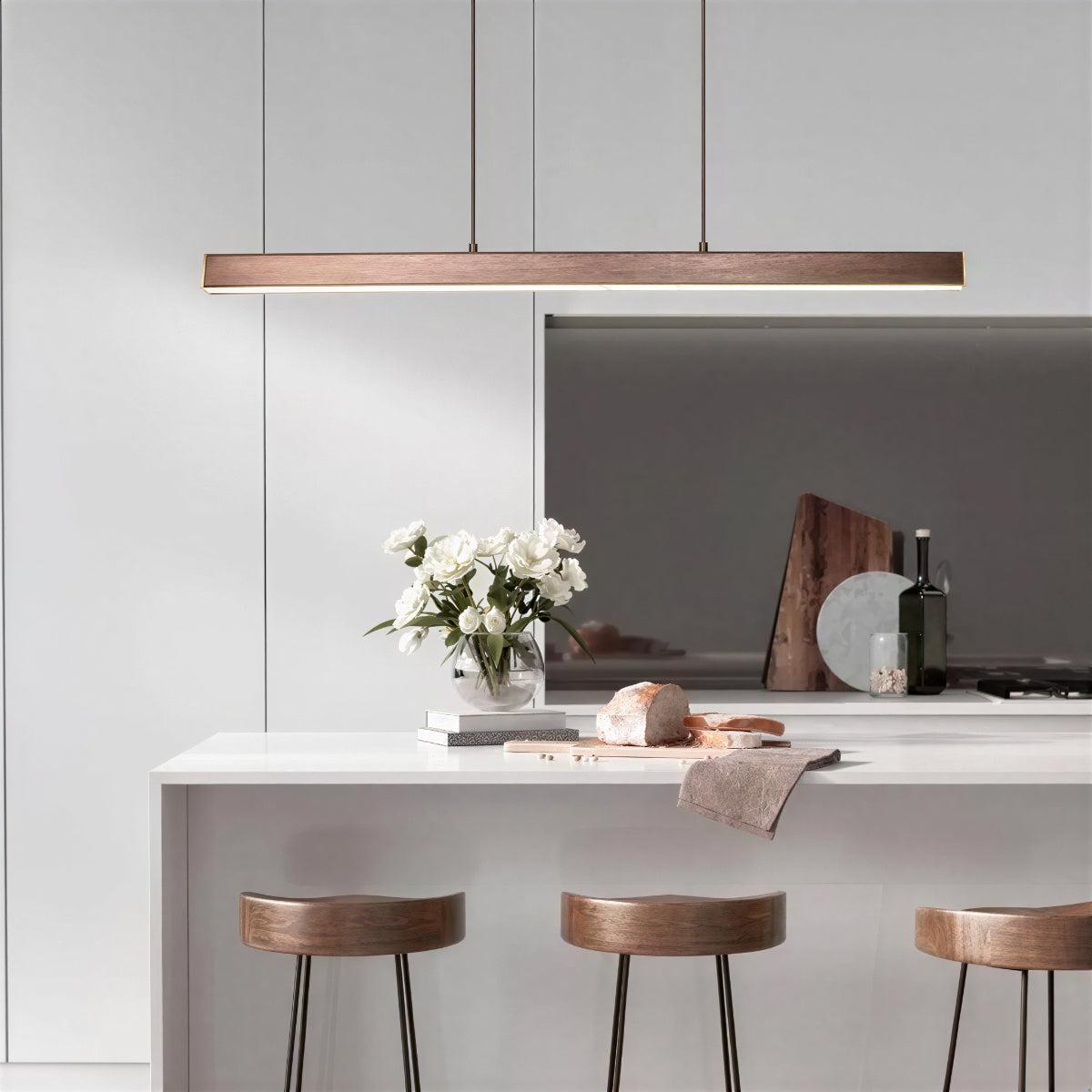 Kitchen Island Pendant Lighting With Linear Bar Hanging Fixture