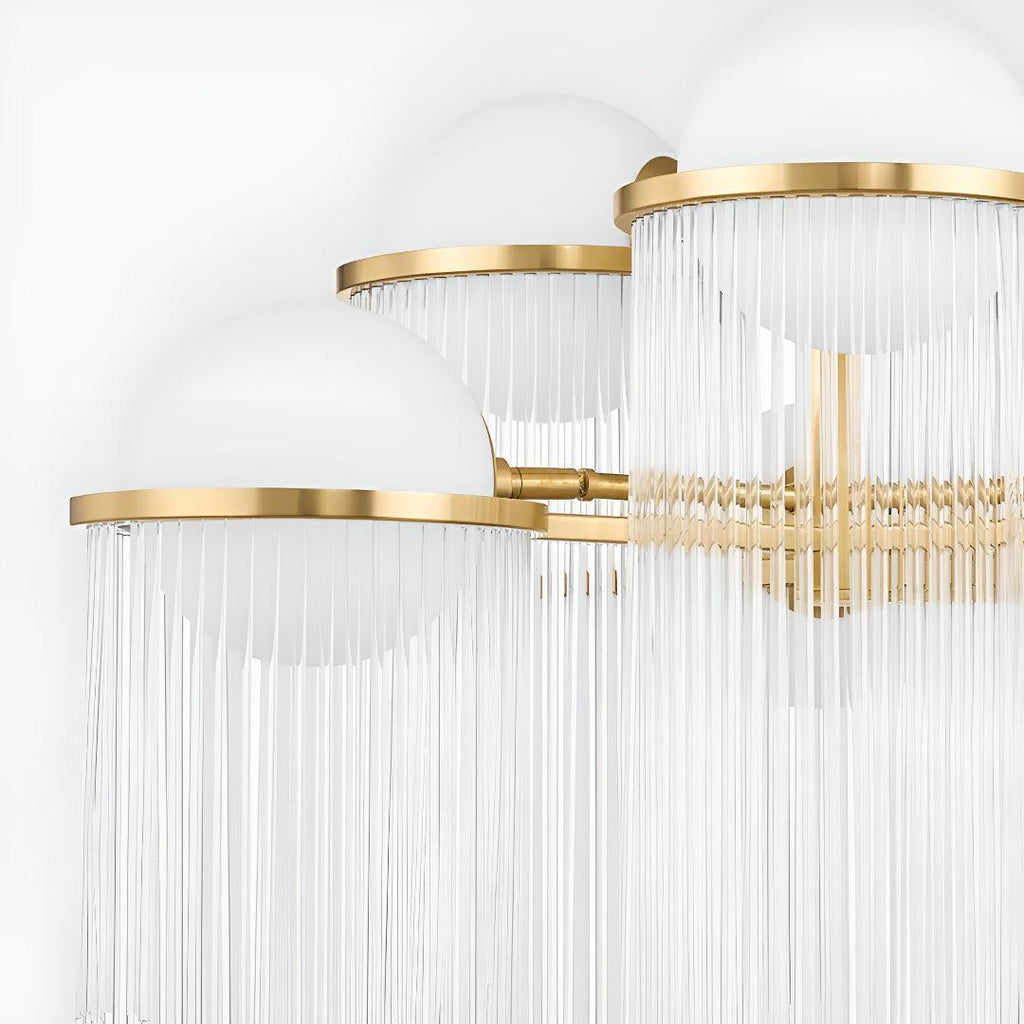 Large Modern Chandelier With Glass Globes And Symmetrical Cascading Rods