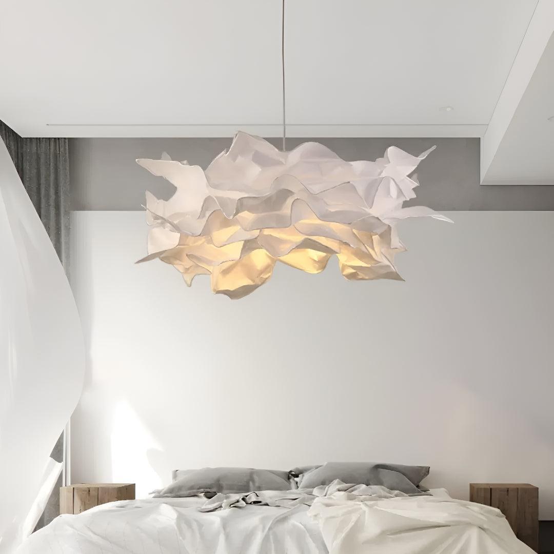 Layered Cloud Paper Pendant Light With Ambient Glow