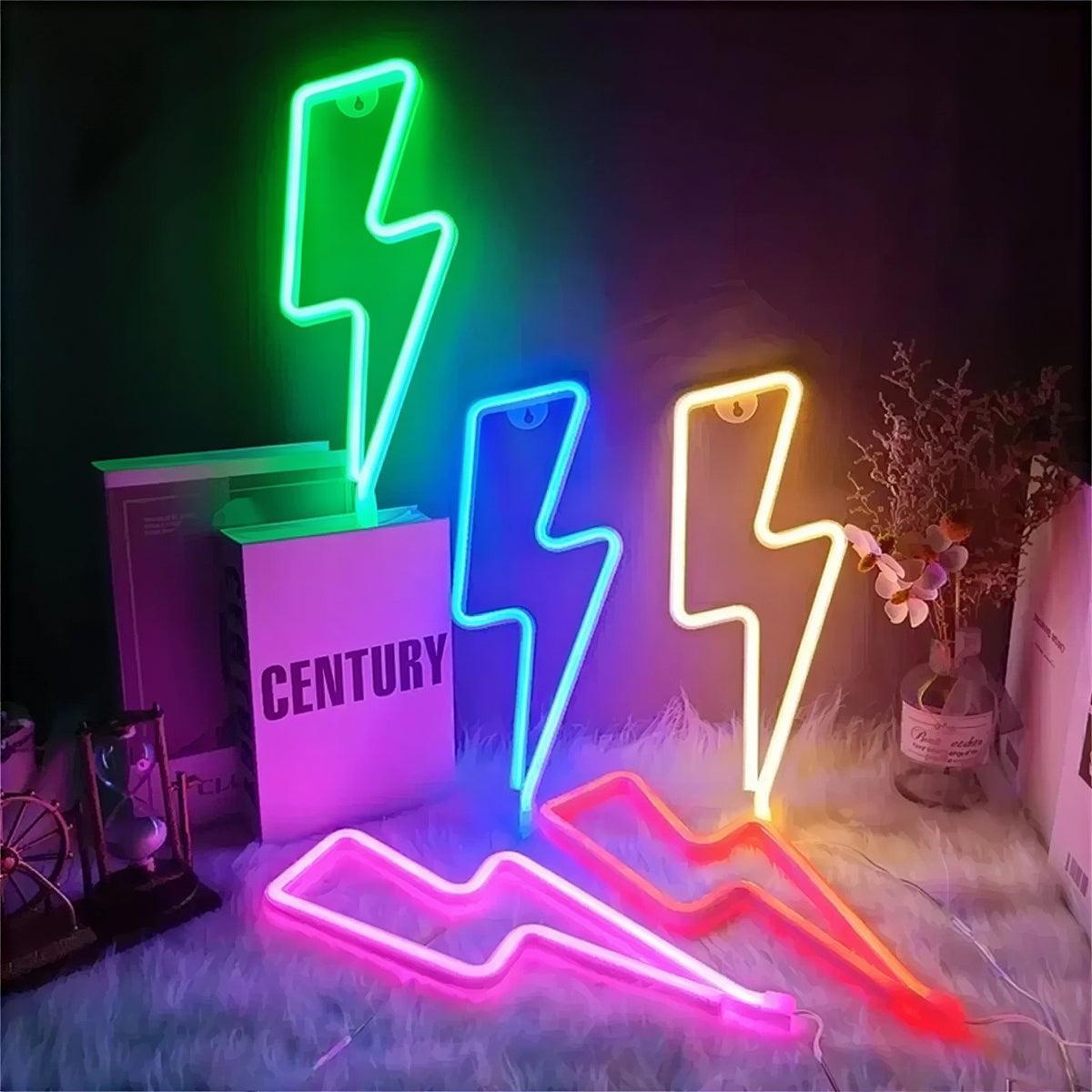Lightning Bolt Neon Sign for Wall Art