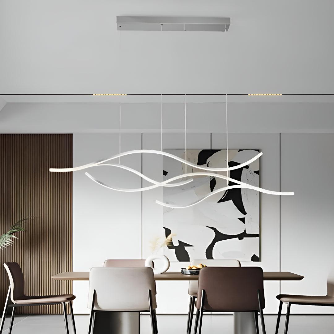 Linear Wave Styled Kitchen Island Pendant Lighting With Adjustable Suspension
