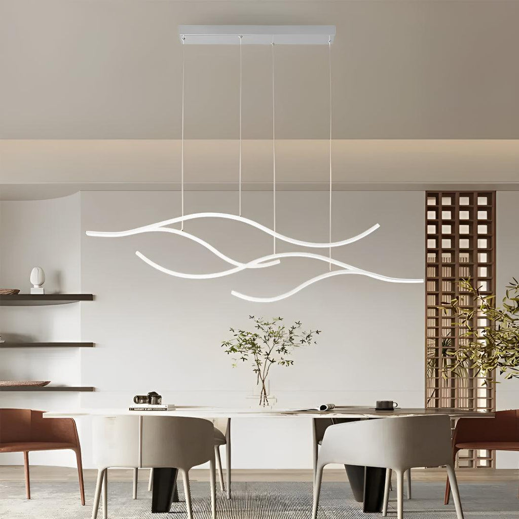 Linear Wave Styled Kitchen Island Pendant Lighting With Adjustable Suspension