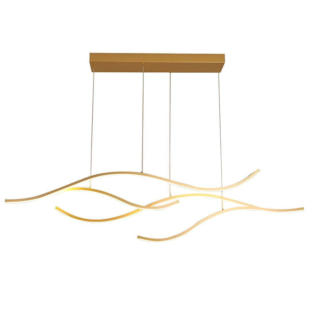 Linear Wave Styled Kitchen Island Pendant Lighting With Adjustable Suspension