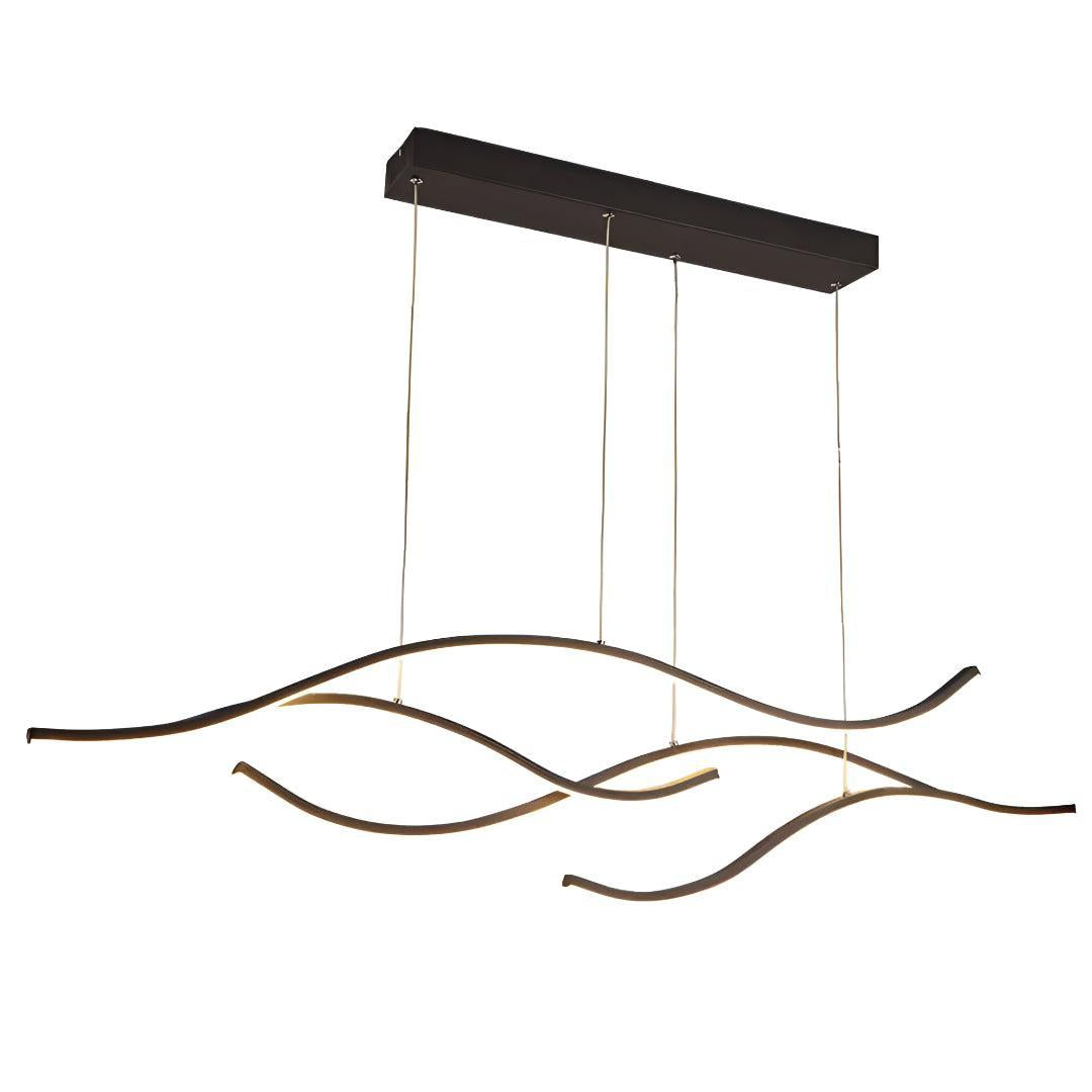 Linear Wave Styled Kitchen Island Pendant Lighting With Adjustable Suspension