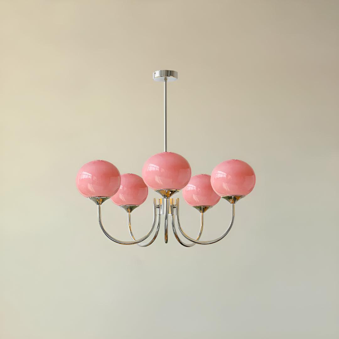 Marshmallow Styled Hanging Chandelier Light Fixture With Spherical Globes