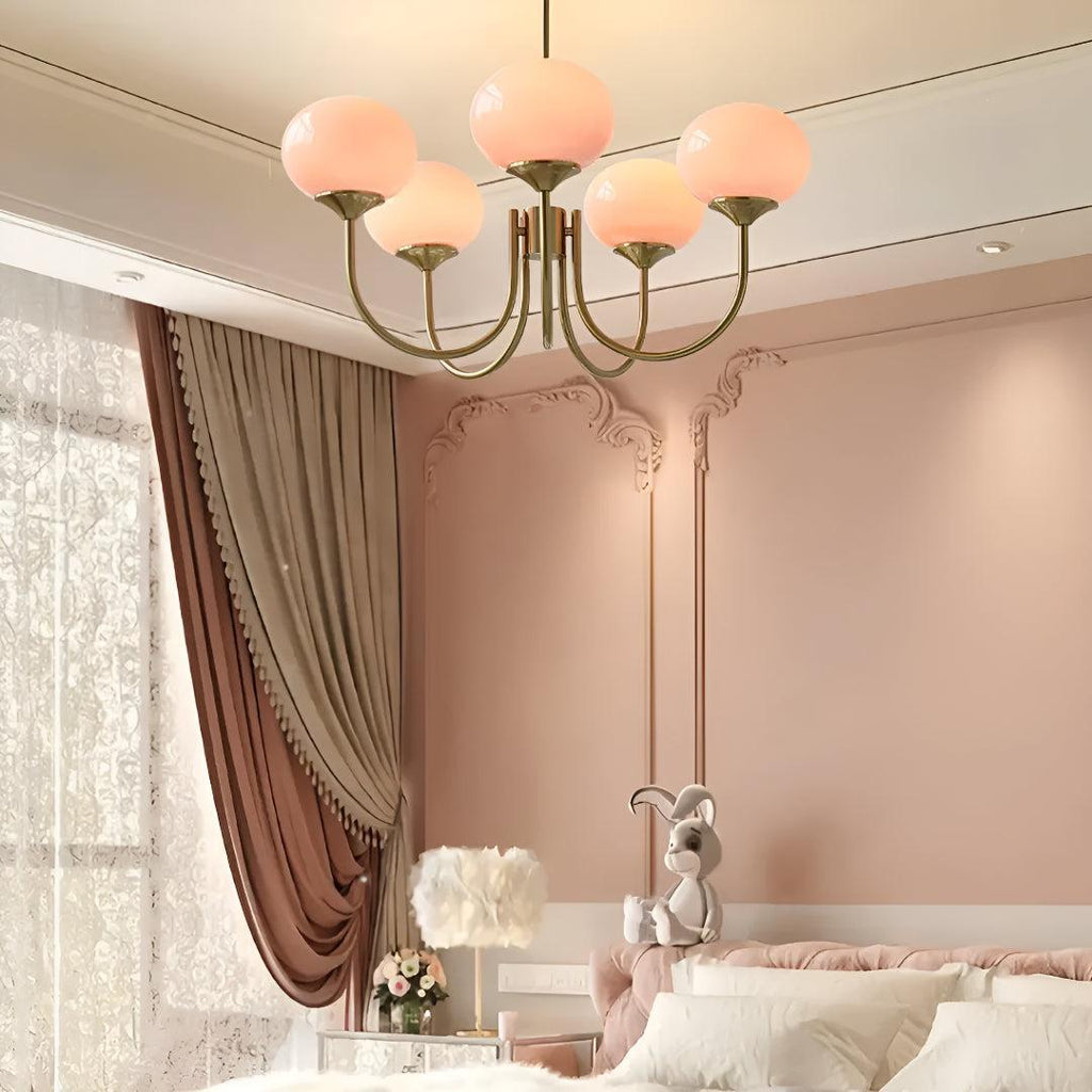 Marshmallow Styled Hanging Chandelier Light Fixture With Spherical Globes