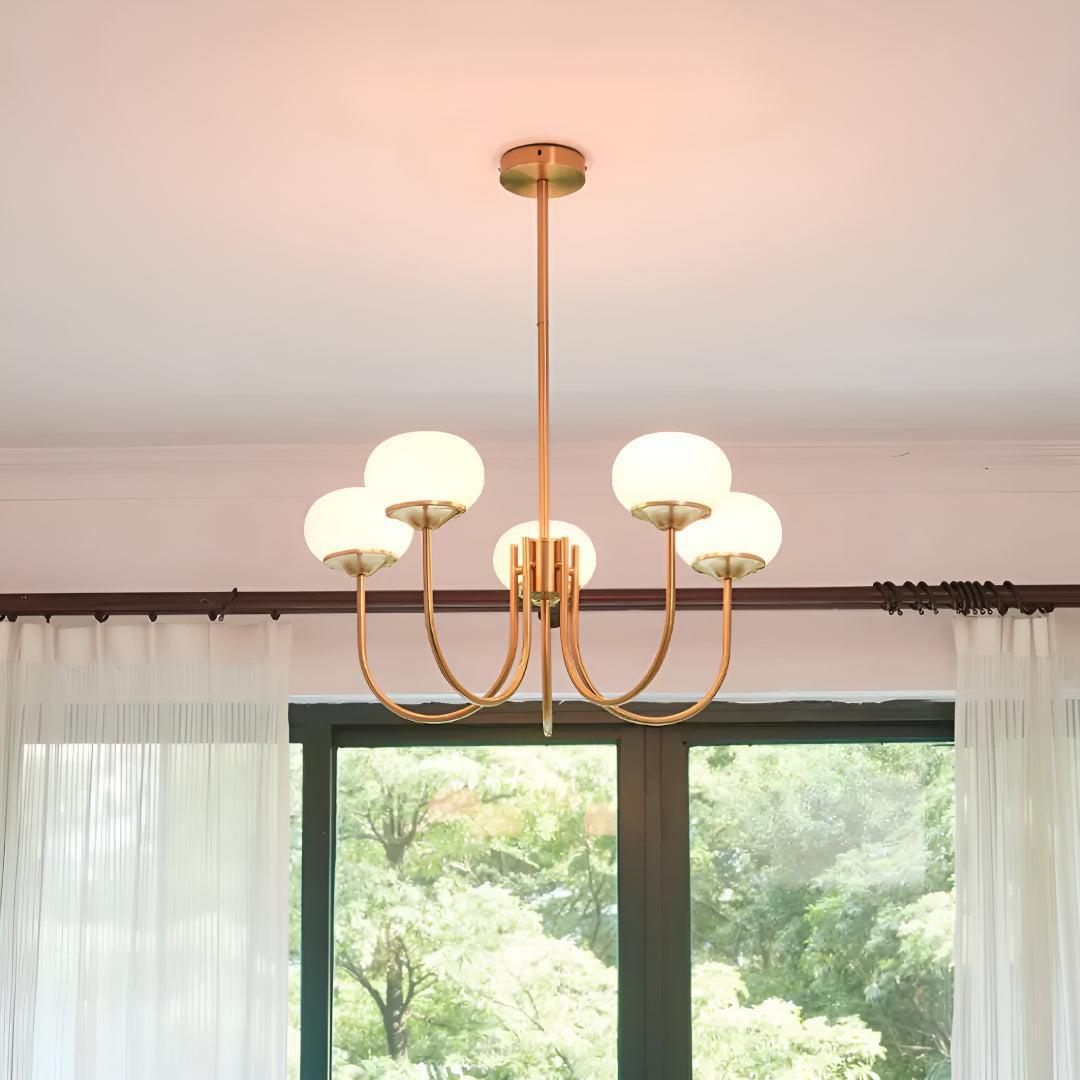 Marshmallow Styled Hanging Chandelier Light Fixture With Spherical Globes