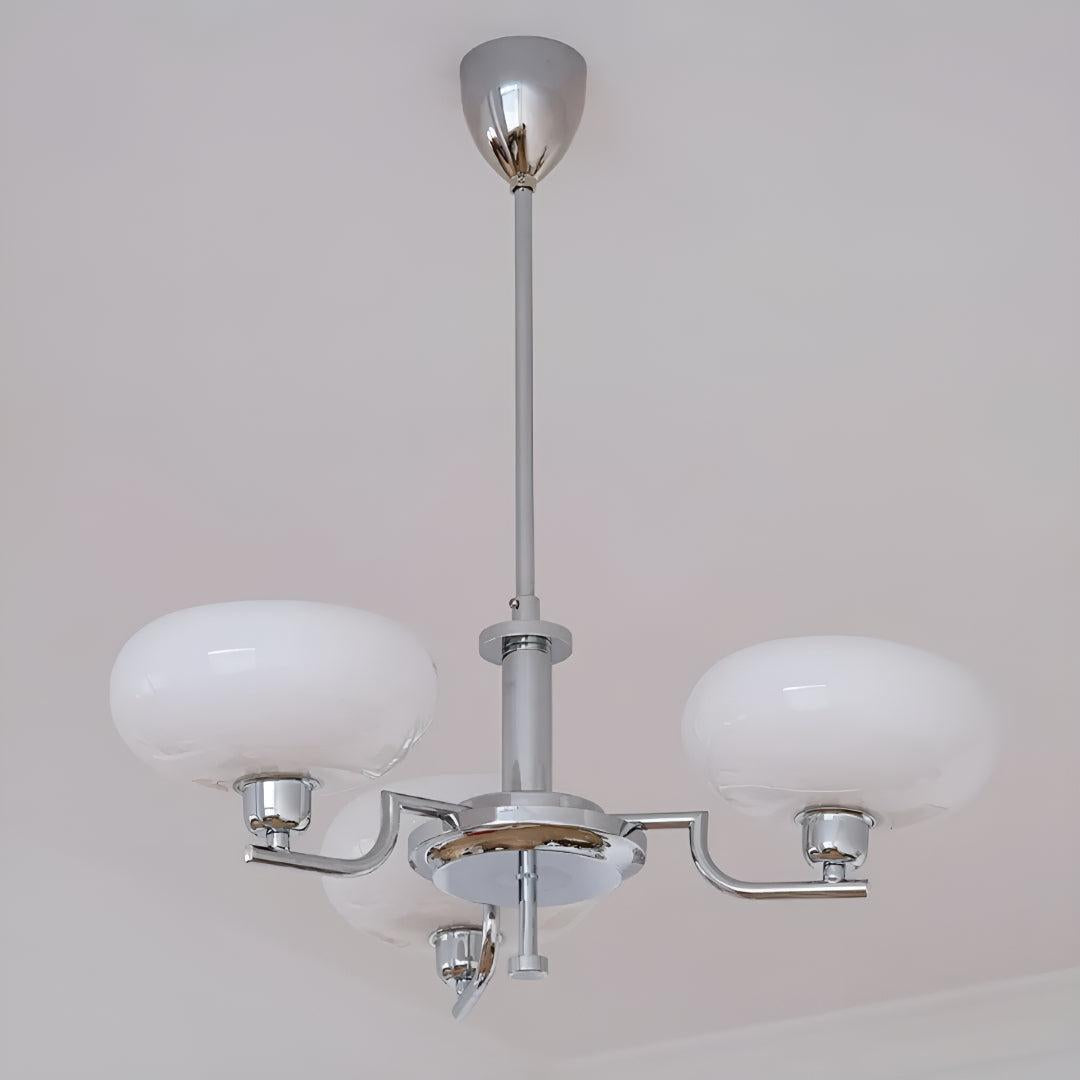 Mid Century Chandelier Styled Ceiling Light Fixture With Symmetrical Glass Shades