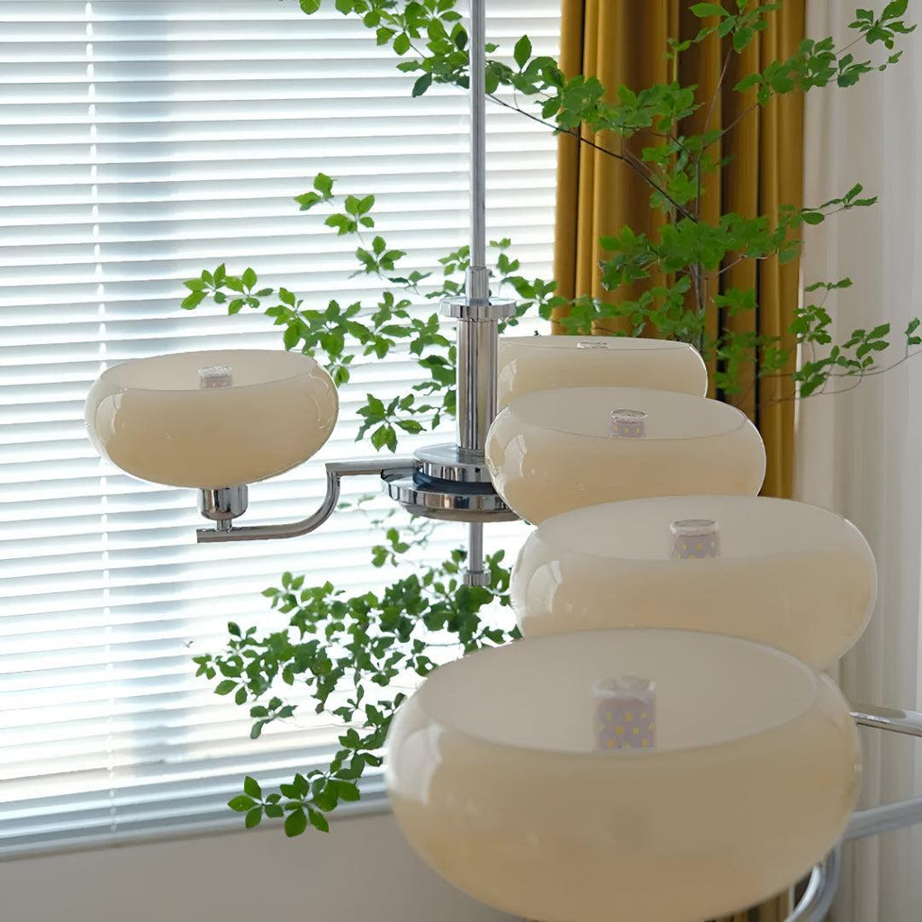 Mid Century Chandelier Styled Ceiling Light Fixture With Symmetrical Glass Shades