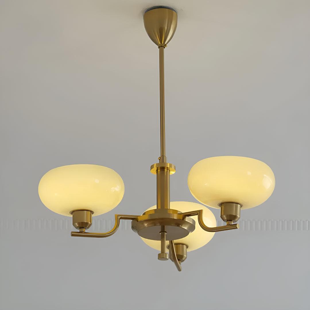 Mid Century Chandelier Styled Ceiling Light Fixture With Symmetrical Glass Shades