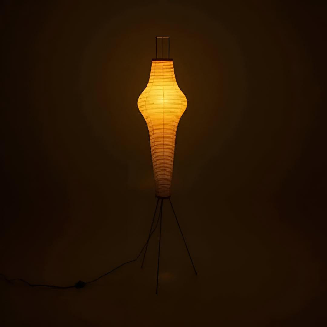 Mid Century Japandi Washi Styled Tiered Paper Floor Lamp With Sculptural Ambient Lighting