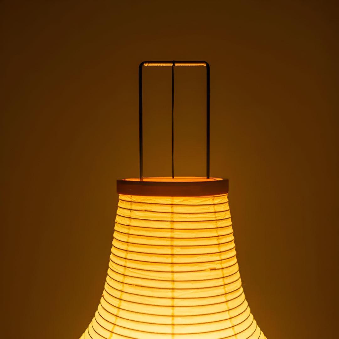 Mid Century Japandi Washi Styled Tiered Paper Floor Lamp With Sculptural Ambient Lighting